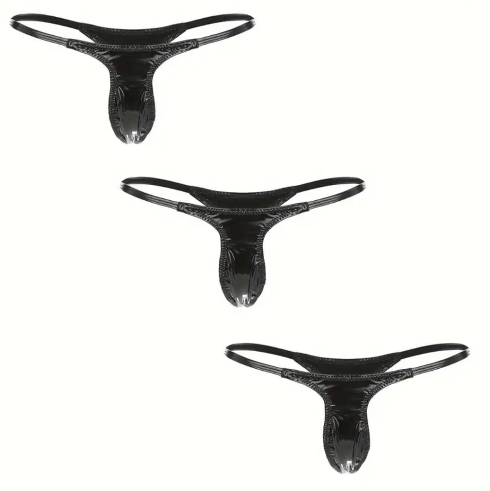 Elegant Black Women's PV Underwear Lingerie G String 3 pack Set Of Panties